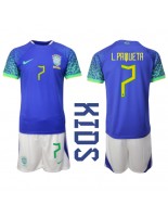 Brazílie Lucas Paqueta #7 Venkovní dres pro děti MS 2022 Krátký Rukáv (+ trenýrky)